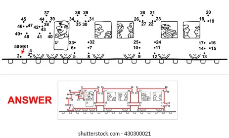 Train - dot game. Connect all dots starting at 1 up to 50 and you will see what is hidden on the picture.
