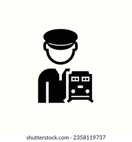 Zugführer schwarz Symbol, einzeln auf hellem Hintergrund, perfekt für Website, Blog, Logo, Grafikdesign, soziale Medien, Benutzeroberfläche, mobile App