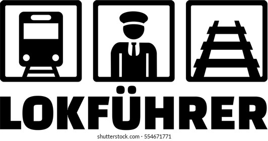 Train driver icons with german job title