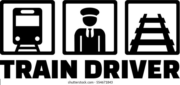 Train driver icons with job title
