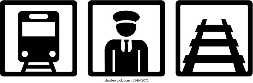 Train driver icons - train, rail and conductor