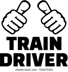 Train driver with thumbs. T-Shirt design.