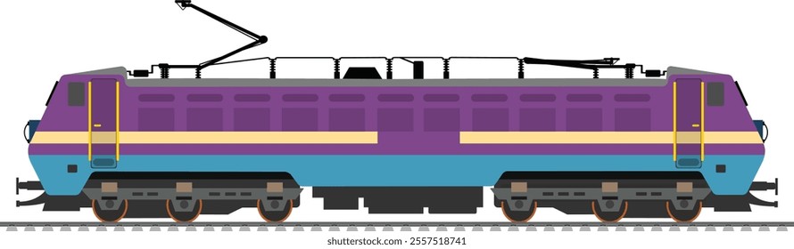 Train, Electric locomotive with white background vector, Violet and blue design, electric train, indian rail, wap locomotive