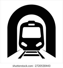 Trem emergindo do ícone do túnel, moderna alta velocidade do metrô Silhueta