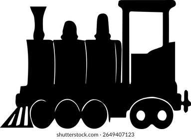 Ícone de transporte de locomotiva de vetor de silhueta do motor de trem