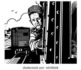 Train Engineer - Retro Clipart Illustration