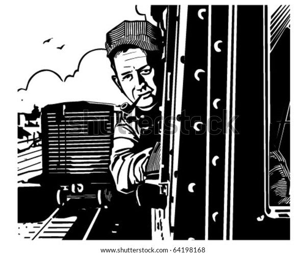 Train Engineer -\
Retro Clipart\
Illustration