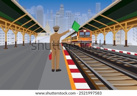 The train is entering to platform. vector design