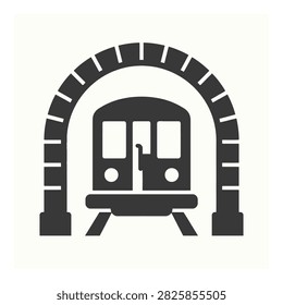 A train entering a tunnel, symbolizing transportation and travel, conveying motion and journey