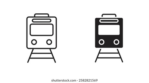 Train filled and outlined icons vectors on white background