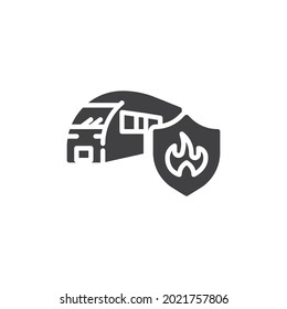 Train fire insurance vector icon. filled flat sign for mobile concept and web design. Travel insurance glyph icon. Symbol, logo illustration. Vector graphics