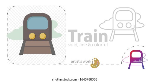 icono plano del tren. icono de línea