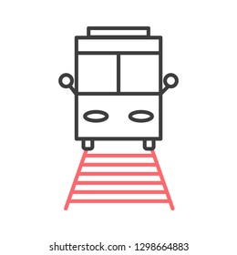 Train flat line icon. Railway transportation symbol, public train composition sign on white background