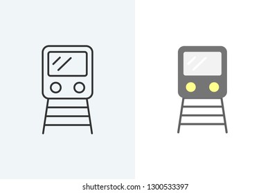Train flat and outline style icon