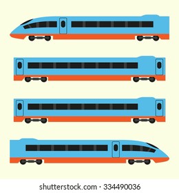 Train in flat style. Vector illustration of modern high-speed train.