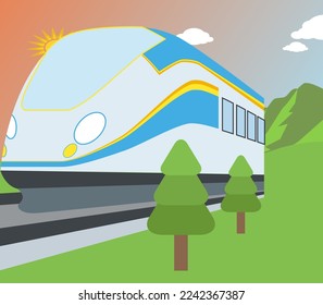 train in the forest, arts illustrator