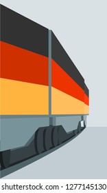 Train Freight transportation. Cargo transit. Container textured by flag of the Germany