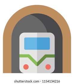 
Train front appearing from a hole, train tunnel concept 
