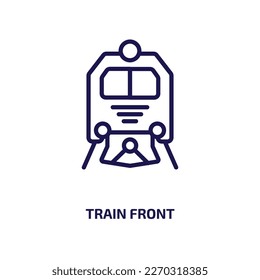 train front icon from transportation collection. Thin linear train front, traffic, train outline icon isolated on white background. Line vector train front sign, symbol for web and mobile