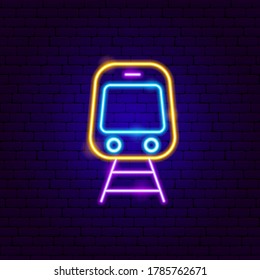 Train Front Neon Sign. Vector Illustration Of Transport Promotion.