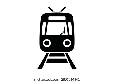 Train Front Silhouette Icon Railway Transportation Metro Transit Illustration