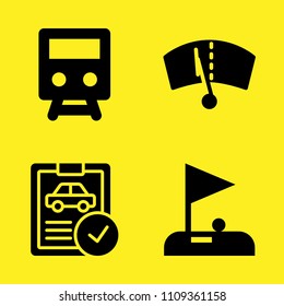 Train Front View, Golf, Windshield And Car Repair Vector Icon Set. Sample Icons Set For Web And Graphic Design