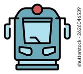 Train front view icon. Outline train front view vector icon color flat isolated