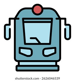 Icono de vista frontal del tren. Esquema de tren vista frontal Vector icono de color plano aislado