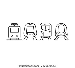 train front view icons set vector illustration