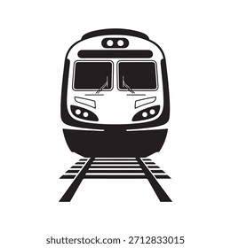 Tren de la vista frontal de la línea mínima de la silueta de arte Vector de arte