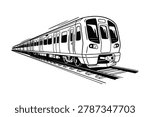 Train hand drawn vector illustration on white background