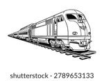 Train hand drawn vector illustration on white background	