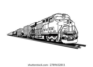 Train hand drawn vector illustration on white background	
