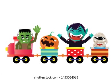 Train Happy Halloween with creepy ghosts, and evil on the train going out to visit people.