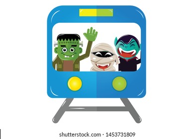 Train Happy Halloween with creepy ghosts, and evil on the train going out to visit people.
