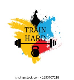 train hard gym poster body building