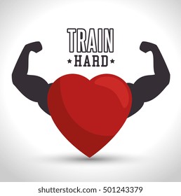 train hard heart arm icon gym