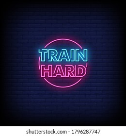 Vector de señales de neón duro de tren 