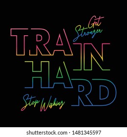 TRAIN HARD,Graphic design print t-shirts sport,vector