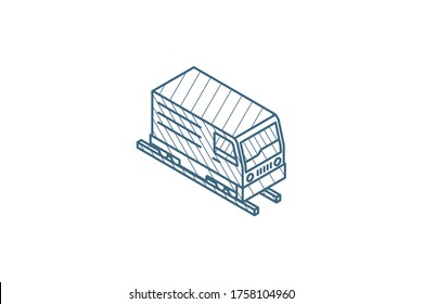 train head, railway isometric icon. 3d vector illustration. Isolated line art technical drawing. Editable stroke