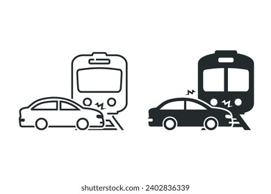 Train hit car. Illustration vector