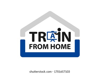 Train from home logo. Social distancing vector to use for from home activities. Train logo. Social distancing icon.