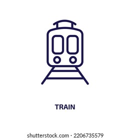train icon from artificial intellegence and future technology collection. Thin linear train, vehicle, transport outline icon isolated on white background. Line vector train sign, symbol for web and 
