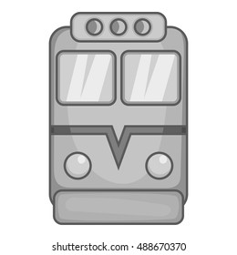 Train icon in black monochrome style isolated on white background. Transport symbol vector illustration