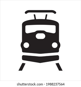 Train icon, black. Vector and glyph