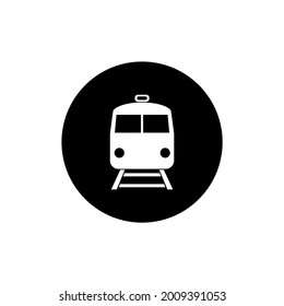Train icon circle black color editable vector. Train station icon.