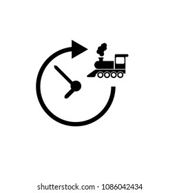 train icon and clock with rounded arrow