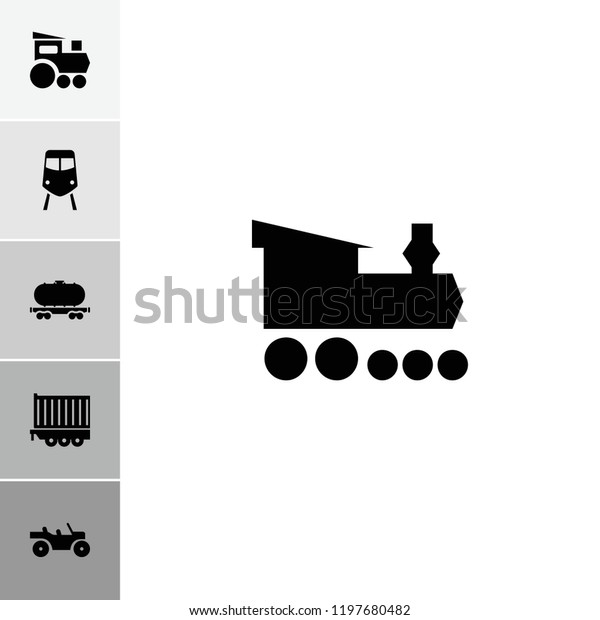 Train icon. collection of 6 train filled icons\
such as cargo wagon, cargo trailer, weapon truck. editable train\
icons for web and\
mobile.