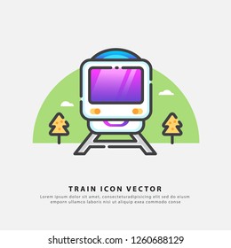 Train icon color design vector, mobile app, logo, railway, subway, transport, button, symbol.