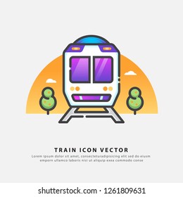 Train icon color design vector, mobile app, logo, railway, subway, transport, button, symbol.
